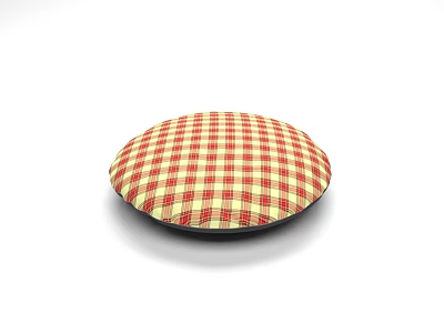 Red Yellow Plaid Pattern Round Cushion For Home Living Comfort 3d model