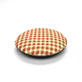 Red Yellow Plaid Pattern Round Cushion For Home Living Comfort
