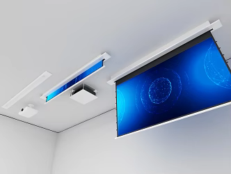 ceiling hidden electric curtain projector hidden projection curtain 3d model