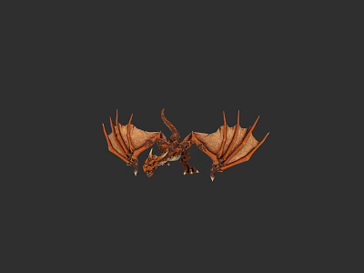 Brown Scaled Flying Dragon With Large Wings Soaring In Dark Background 3d model