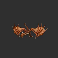 Brown Scaled Flying Dragon With Large Wings Soaring In Dark Background