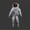 Man In White Astronaut Spacesuit With American Flag Patch Standing 3d model