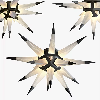 Modern Decorative Star Shaped Ceiling Light With White Black Spiky Design And Soft Illumination 3d model