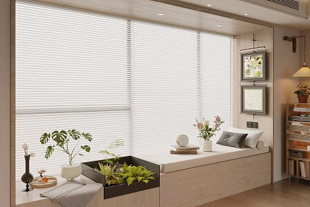 Modern Bay Window Cushion Shutters Bay Window Cabinet Hanging Painting 3d model
