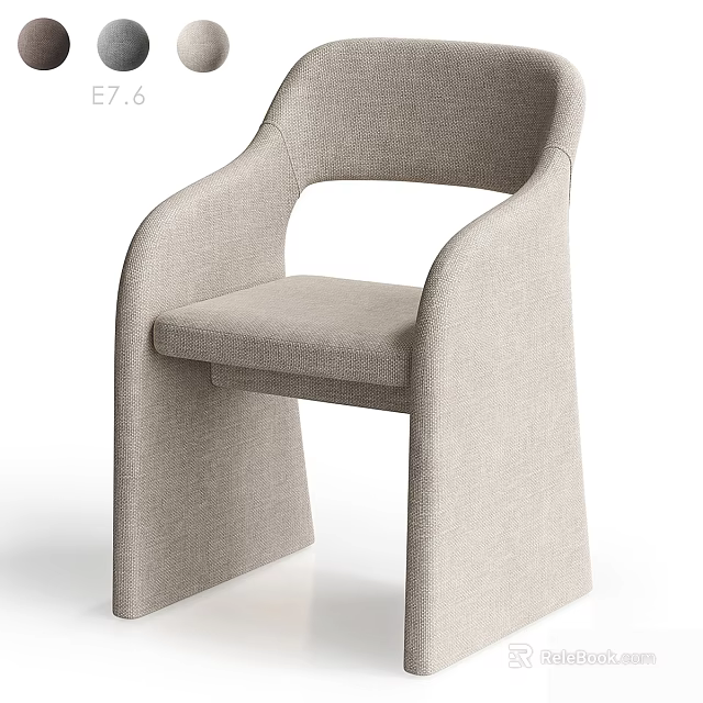 Modern Light Gray Upholstered Leisure Chair With Curved Armrests And Sleek Lines 3d model 