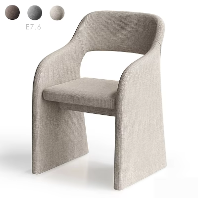 Modern Light Gray Upholstered Leisure Chair With Curved Armrests And Sleek Lines 3d model