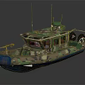 Camouflage Yacht Design With Blue Bottom Antennas And Front Equipment