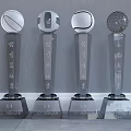 Crystal Company Award Trophies With Basketball Volleyball And Clear Sphere Tops