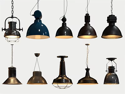 Various Design Pendant Lights with Different Colors and Metal Finishes for Home Decor 3d model