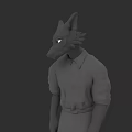 Game Movie Character 3D Model With Wolf Like Head Pointed Ears And Shirt