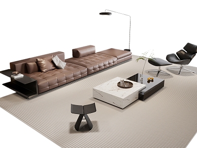 Modern Italian Combination Sofa Coffee Table Leisure Chair Side Table model