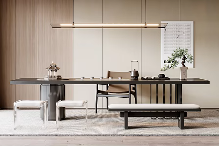 Modern Tea Table and Chair Tea Table and Chair Combination 3d model