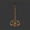 Antique Brass Key With Ornate Intricate Patterns For Vintage Household Decor