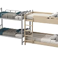 Stylish Metal and Wooden Frame Bunk Beds With Mattresses Pillows and Ladder for Bedroom