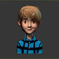 3D Animated Game Character With Blonde Hair Blue Plaid Shirt And Smiling Expression