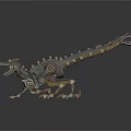 Mechanical Dinosaur Character With Metal Skeleton Gears And Mechanical Parts Design