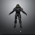 Futuristic Armored Character In Silver Metallic Armor With Golden Helmet Standing Pose