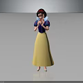 Snow White Animated Character With Blue Top Yellow Skirt And Red Bow In Praying Pose