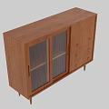 Wooden Cabinet With Glass Doors Shelves And Drawers For Home Storage