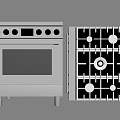 Stove gas stove range hood kitchenware 3d model