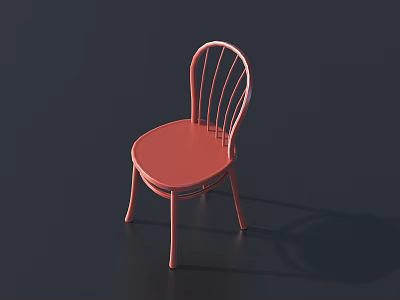 Modern Red Leisure Chair With Slatted Metal Backrest And Comfortable Seat For Indoor Use 3d model