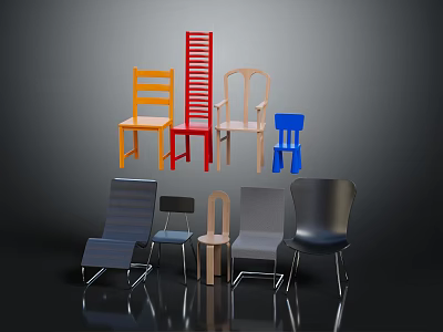 Colorful Modern Chairs In Various Styles For Home Furniture Collection 3d model