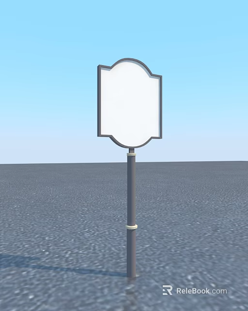 Blank Traffic Sign With Decorative Border On Pole Against Blue Sky 3d model 