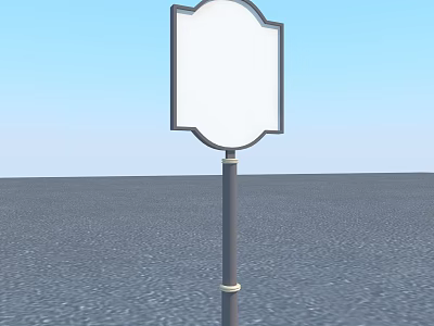 Blank Traffic Sign With Decorative Border On Pole Against Blue Sky 3d model