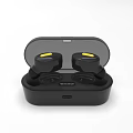Intelligent Wireless Earbuds With Charging Case Yellow Accents And Battery Level