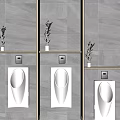 Modern Public Restroom Design With Wooden Partition Walls And Sink Areas