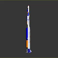 Space and Aerospace Rocket Models with Blue and Orange Bodies in Different Heights