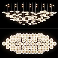 Modern White Disc Shaped Pendant Lights In Layered Hanging Design For Interior