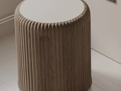 Round Top Wooden Side Table With Vertical Ribbed Design For Minimalist Interior 3d model