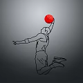 Red Basketball For Daily Sports Activities As Household Item With Jumping Design