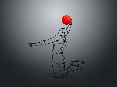 Red Basketball For Daily Sports Activities As Household Item With Jumping Design 3d model