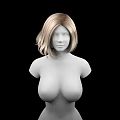 Game Movie Female Character 3D Upper Body Model With Blonde Short Hair And Black Background