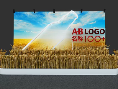 Popular Photo Check in Spot With Blue Sky Wheat Field AB LOGO Name 100 Plus 3d model
