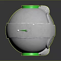 Modern White Robot Character With Green Accents Antenna Metallic Legs Green Feet