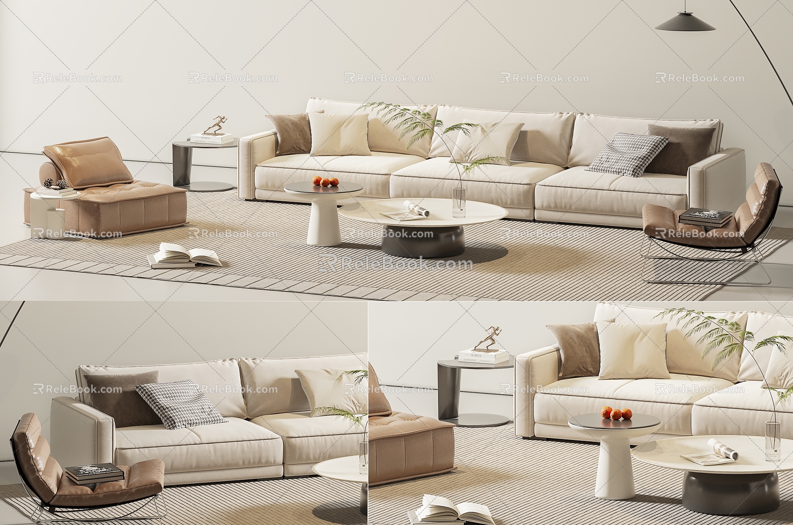 Modern sofa coffee table combination model