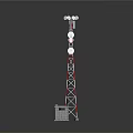 Red And White Telecommunication Tower With Antennas And Small Gray Building