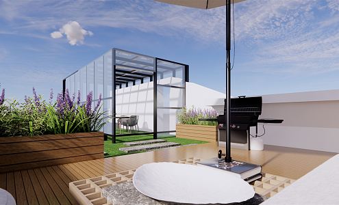 Modern Garden Courtyard Garden 3d model