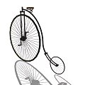 Vintage Bicycle With Large Front Wheel Small Rear Wheel And Brown Saddle