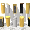 Public Trash Bins With Various Designs Metallic And Marble Finishes In Gold Silver Black
