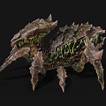 Mythical Monster 3D Model With Spiky Exoskeleton And Green Glowing Details