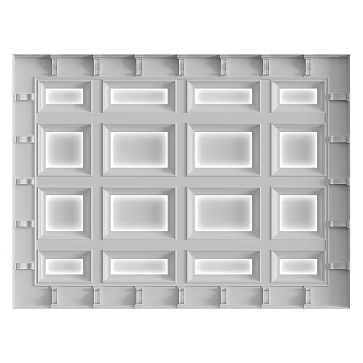 Modern Ceiling Design with Square Grid Pattern and Recessed White Panels 3d model