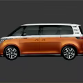 Volkswagen Sleek Modern Orange And White Van With Front Logo Black Wheels