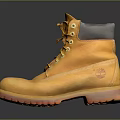 Stylish Yellow Work Boots With Laces And Orange Rubber Sole 3d model