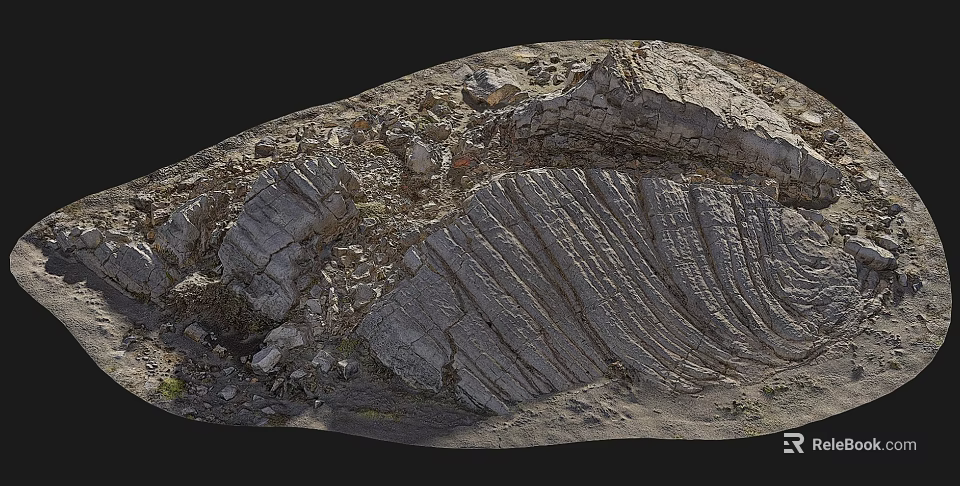 Stone And Wood Elements With Layered Texture In Natural Landscape Design 3d model 