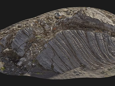 Stone And Wood Elements With Layered Texture In Natural Landscape Design 3d model