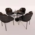 Modern Leisure Chairs With Gray Brown Upholstery And Marble Table Centerpiece